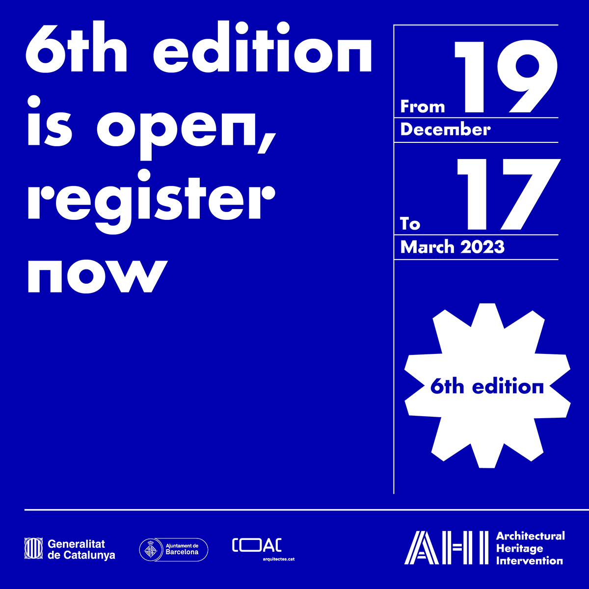 6th edition of the Award. Registration open